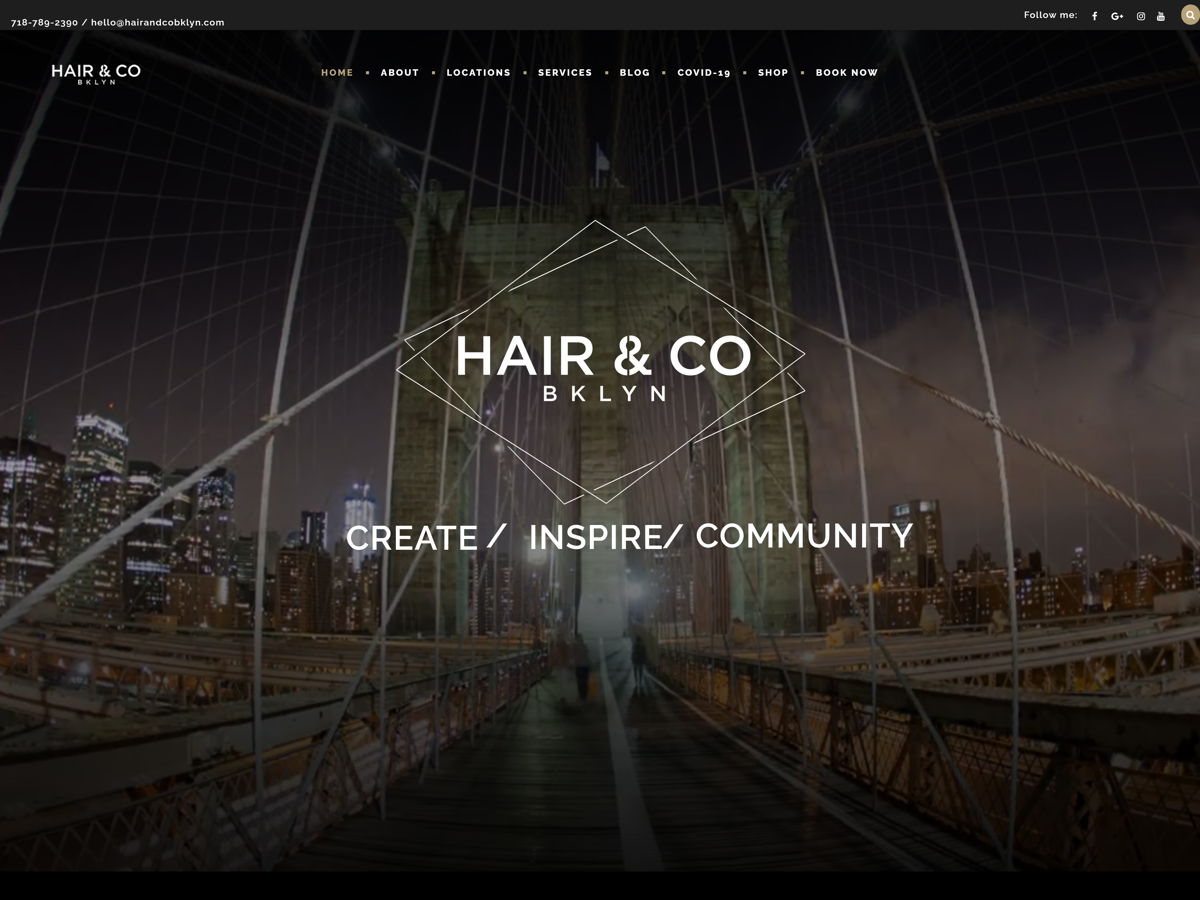 Screenshot of Hair & Co BKLYN, from the salon websites collection.