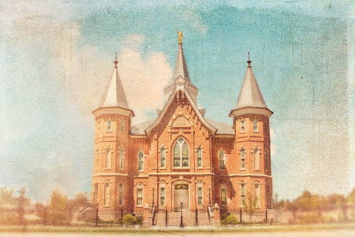 Picture of the Provo City Center Temple with an antique textures.