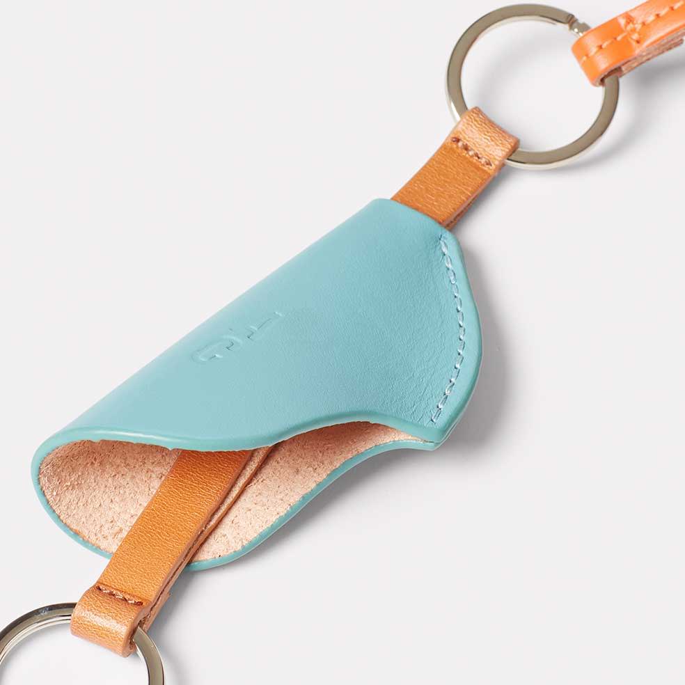 Waste You Want Tri-Colour Kamal Leather Key Lanyard in Blue Detail
