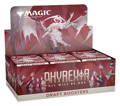 Card Shop Live's buylist bonanza weekly giveaway prize - Phyrexia: All Will Be One Draft Booster Box. 