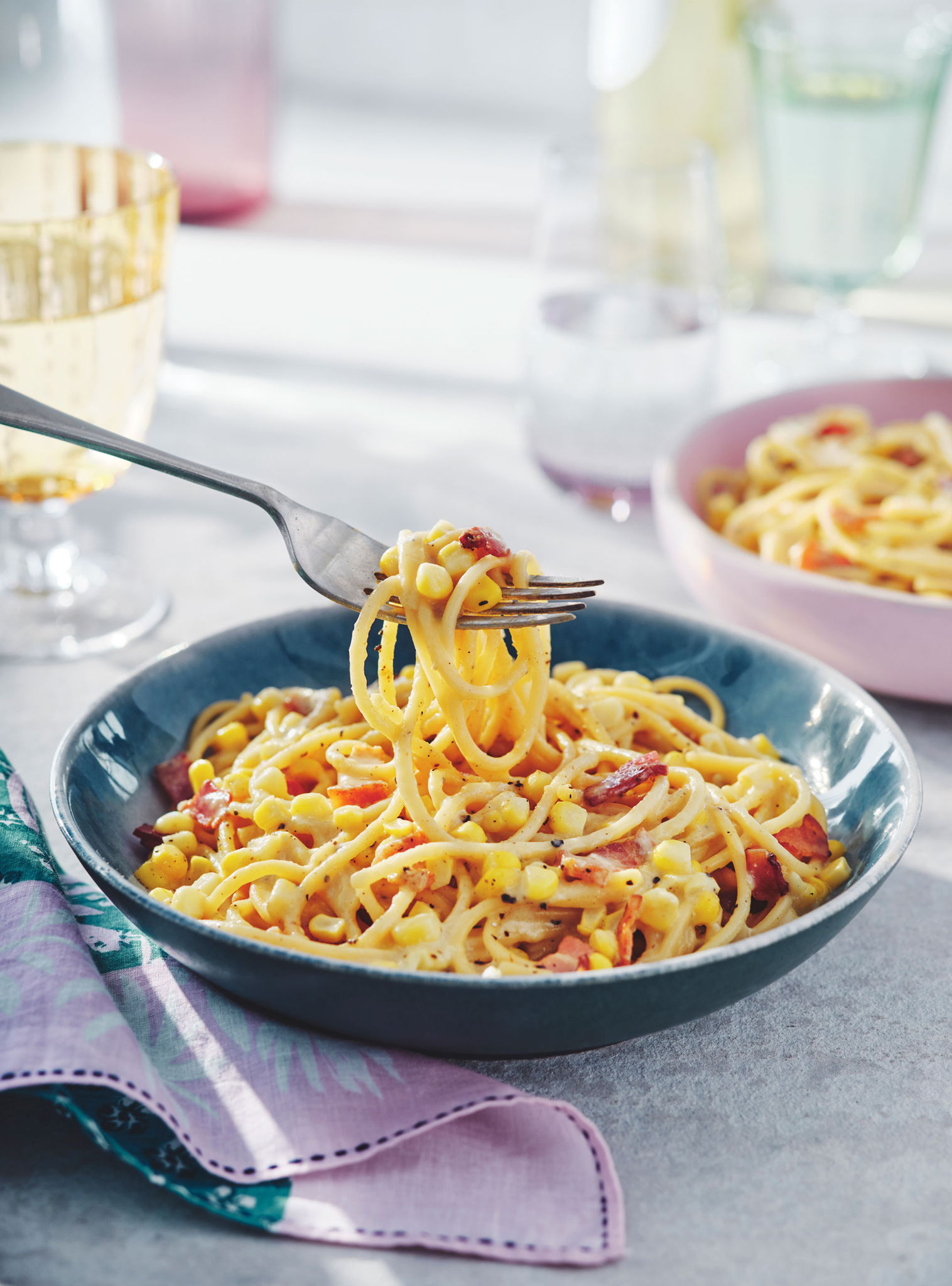 Spaghettoni Carbonara with Corn | RICARDO
