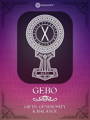 Gebo Rune Meaning with design by Occultify. Rune of protection, safety and defense. Purple and pink background with lightly overlayed runes and ornate border.