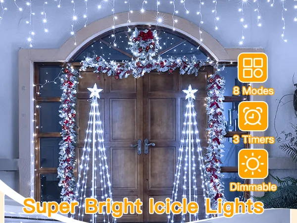 Features of Ollny's 720 leds cool white icicle lights