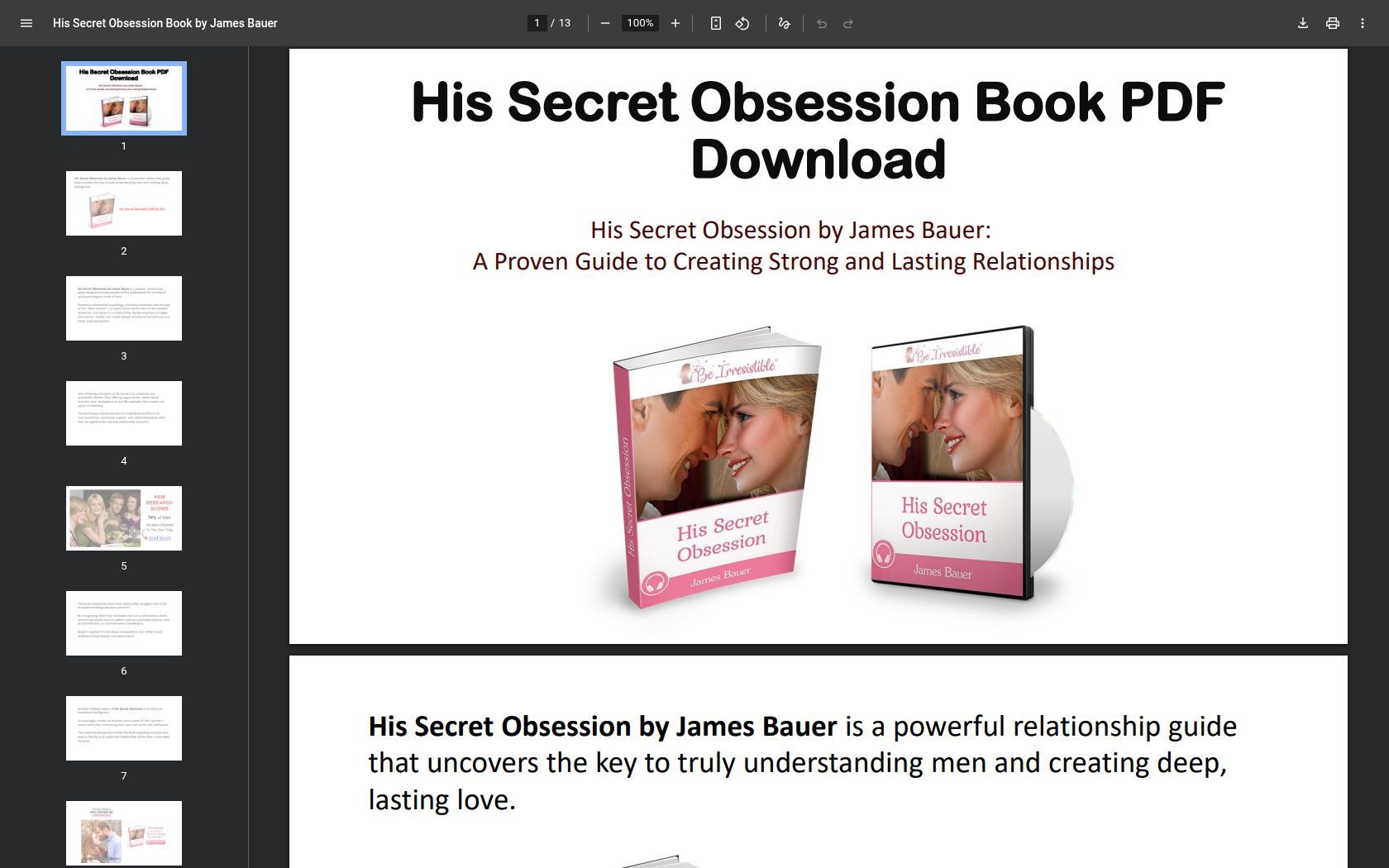 His Secret Obsession Book by James Bauer