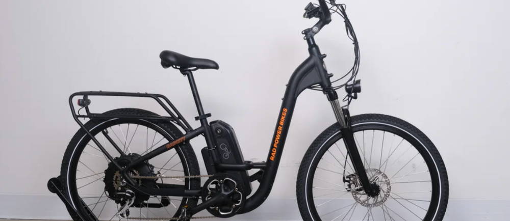 a black Rad Power Bikes RadCity 3 electric city bike