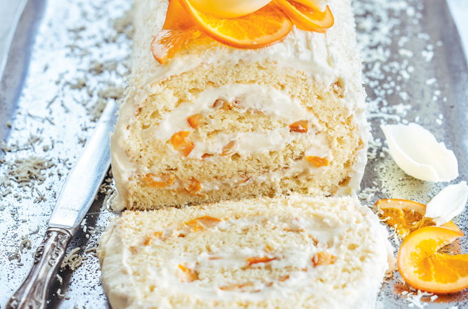 White Chocolate and Clementine Yule Log