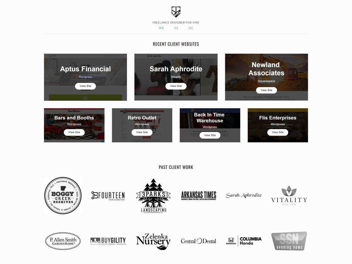 Screenshot of Kevin Waltermire, from the designer & developer portfolios collection.