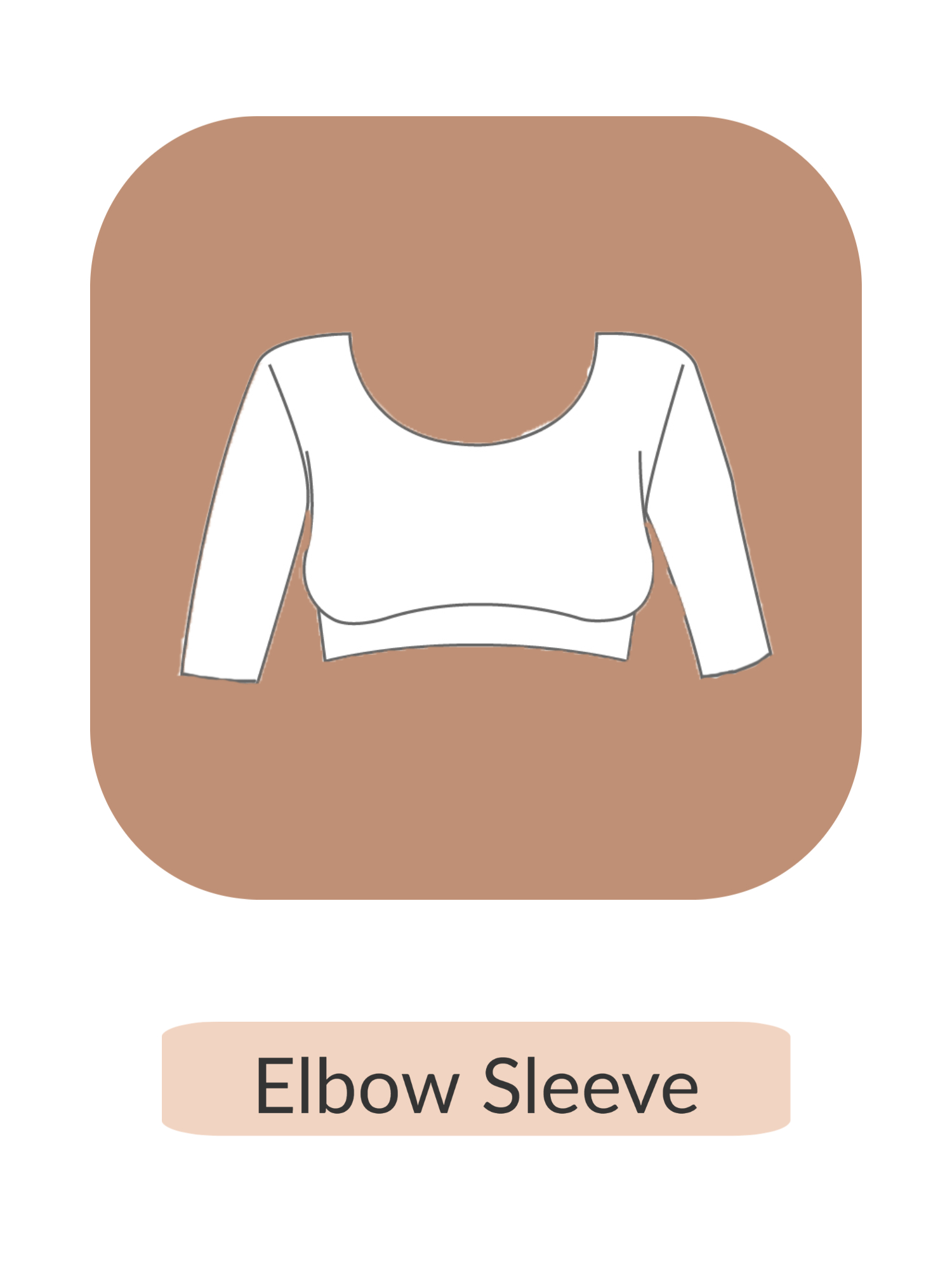 White sleeveless bra top with text 'Elbow Sleeve' on it.