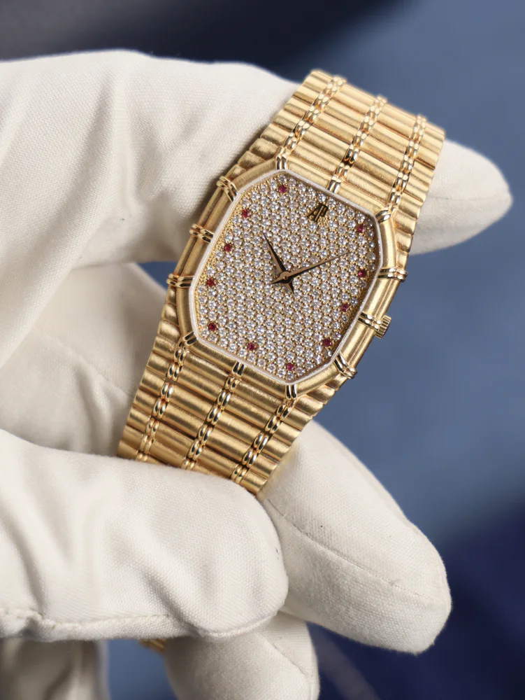 Bamboo Diamond Dial with Rubies Integrated Bracelet 17.9 cm
