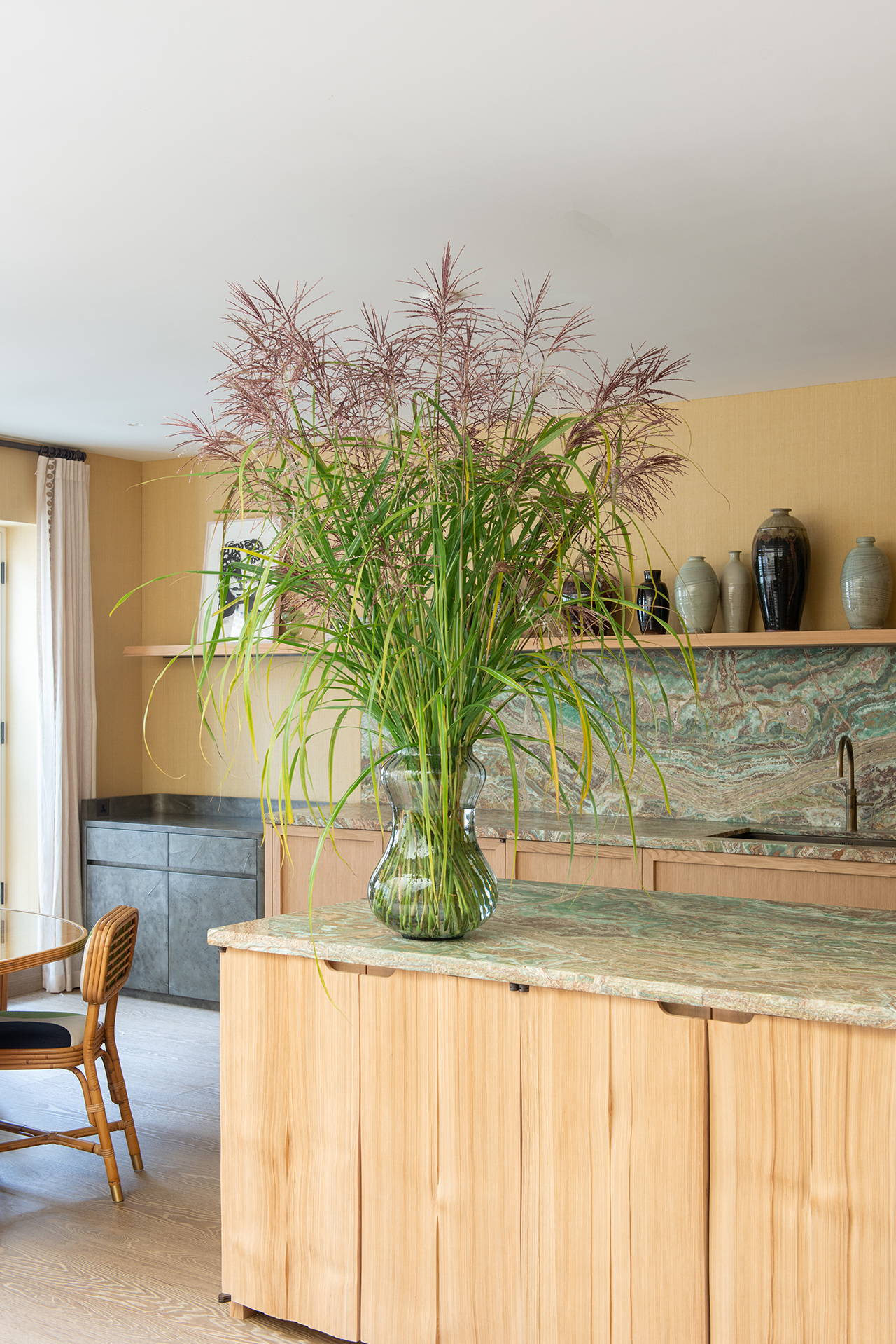 Large floral arrangement in the Kitchen of a private house in London