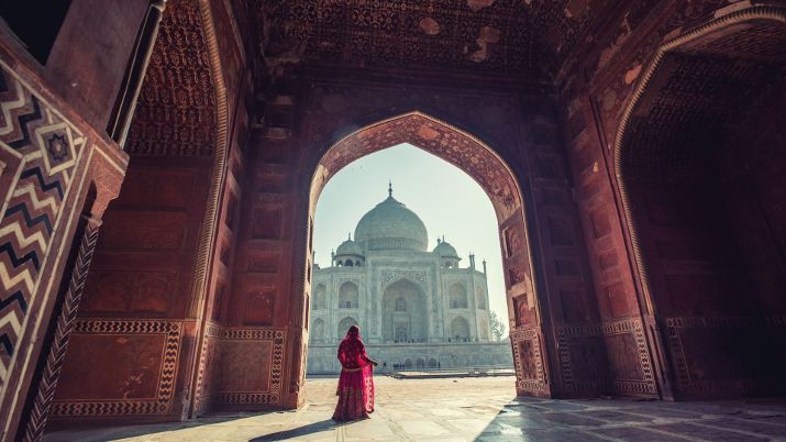 The Taj Mahal's central dome is an architectural marvel.