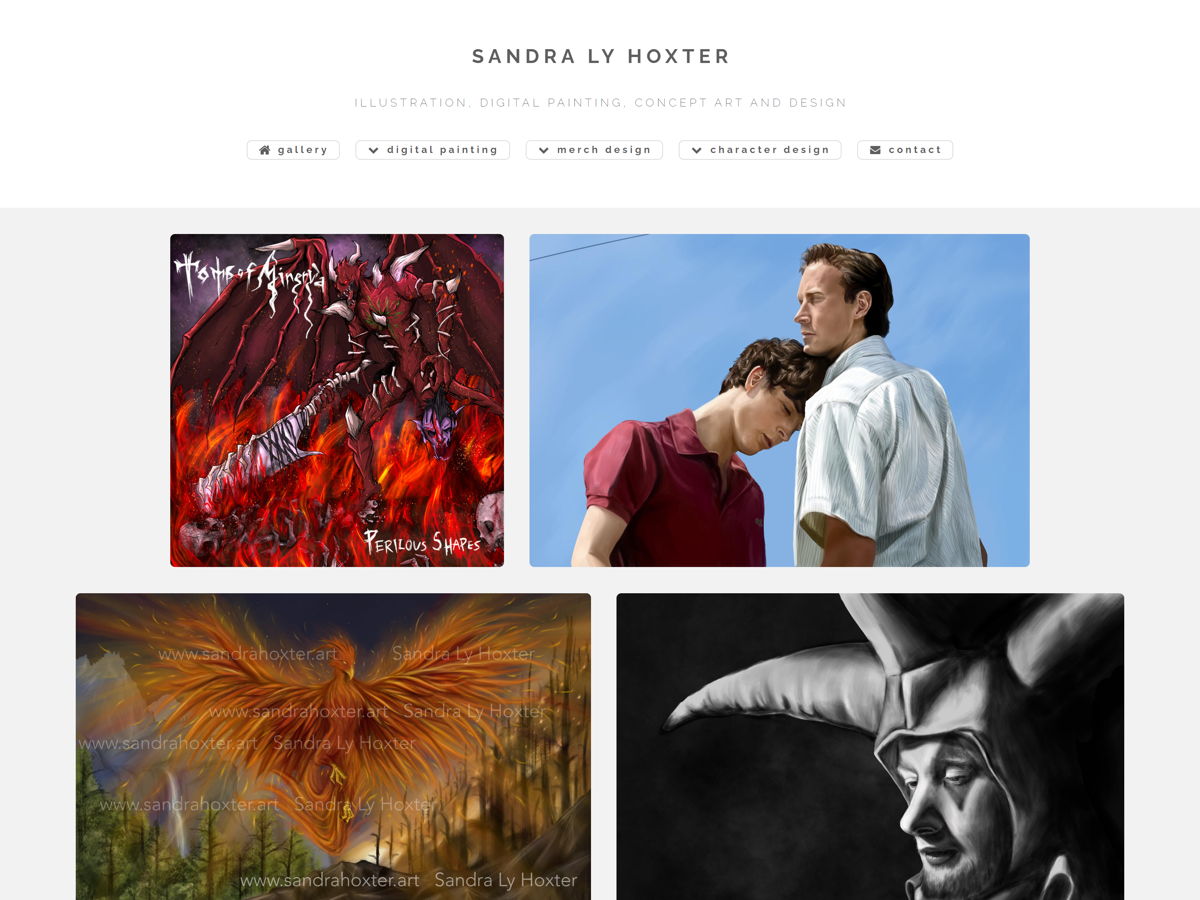 Screenshot of Sandra Ly Hoxter, from the art portfolios collection.