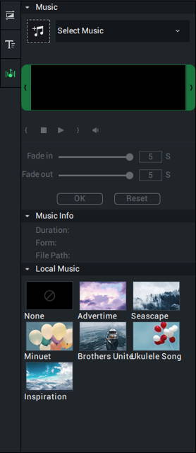 in this interface, edit music clips