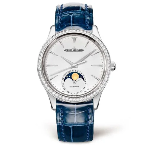 Master Ultra Thin Moon 34 Stainless Steel / Diamond / Silver / Alligator