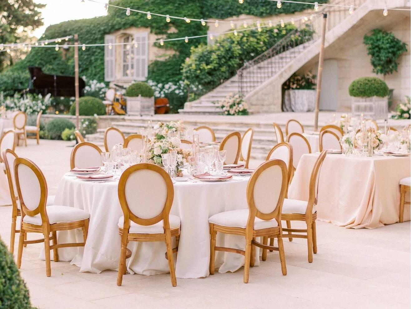 purple duchess satin tablecloth on a served table with candles