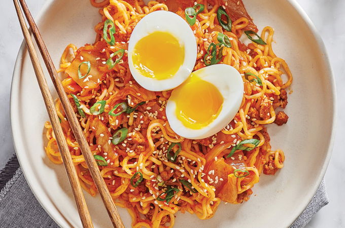 Ramen Noodles with Kimchi and Pork