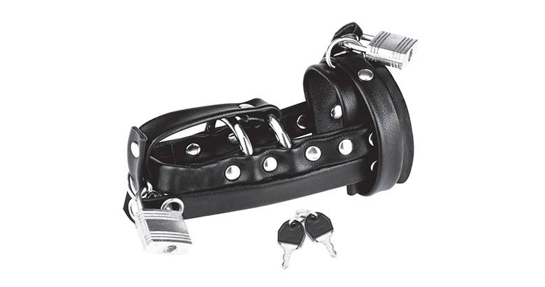 Gimp Cock Locking Chastity Sheath with Double Metal Cock Ring