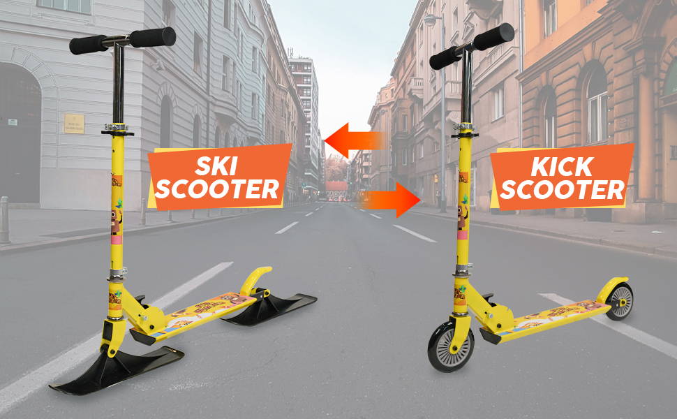 Funwater ski scooter and kick scooter can be converted into each other