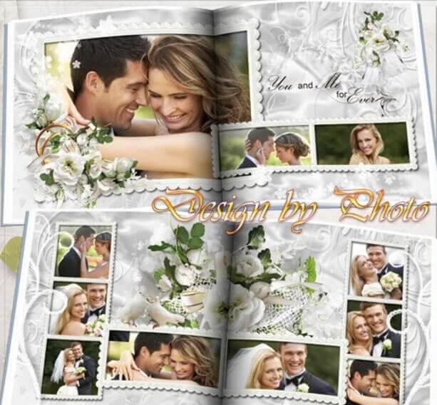 Свадебная Фотошоп фотокнига в PSD - желаем счастья вам