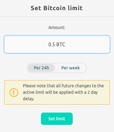 set bitcoin limit