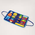 Montessori Interactive Busy Bag for children featuring a felt book filled with activities.