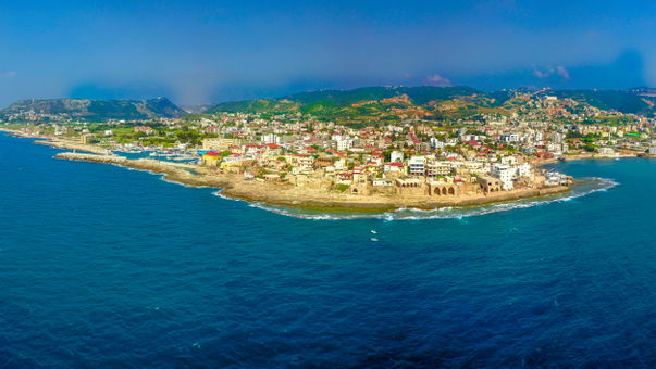 Panoramic landscape of Batroun sea coast village in Lebanon
