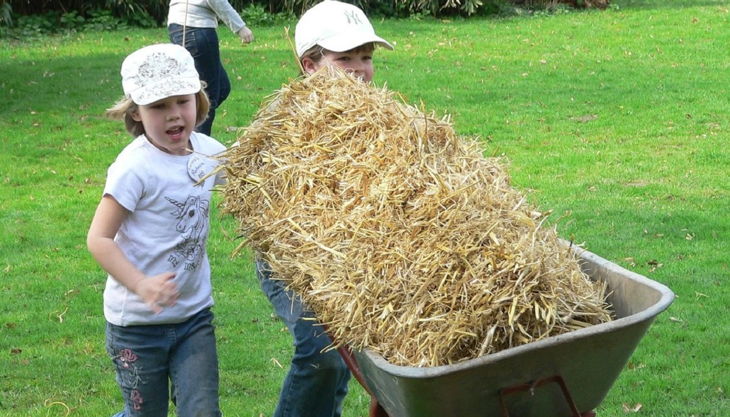 zoo krefeld kinder spielen mit heu