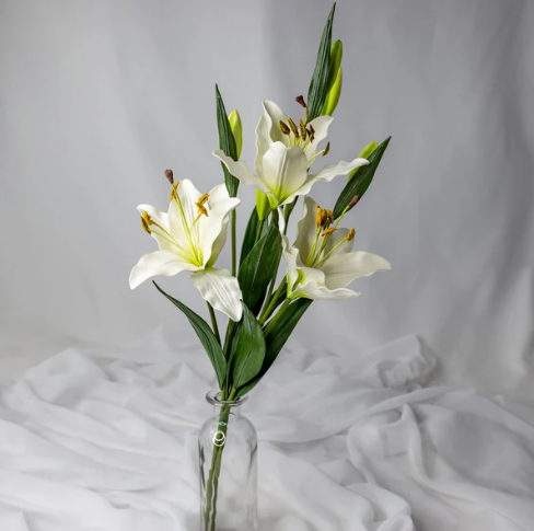 White Asiatic Lily Small - Realistic Artificial Flowers - Image 3