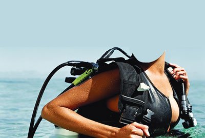 PSD исходник для монтажа в Фотошоп - девушка - дайвер