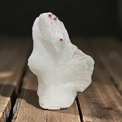 Red Spinel Crystal On White Marble Mineral - Rare