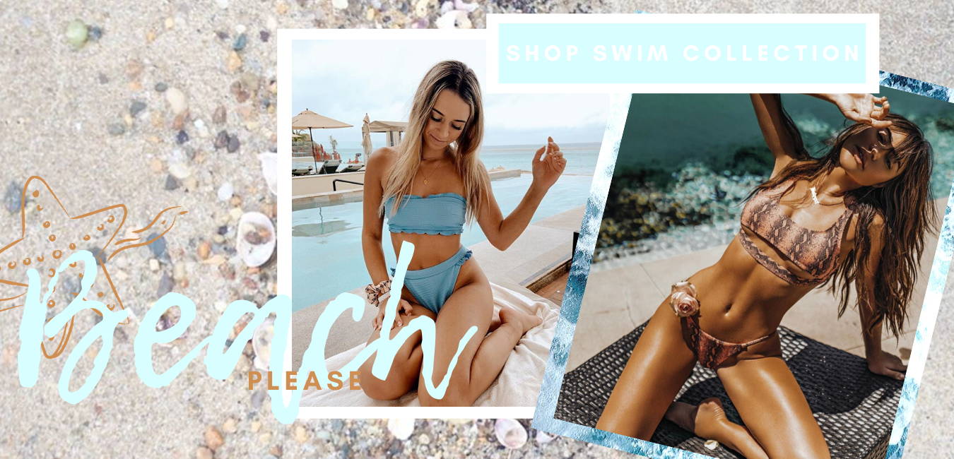 two women in swimsuits clicking link leads to all swimwear 