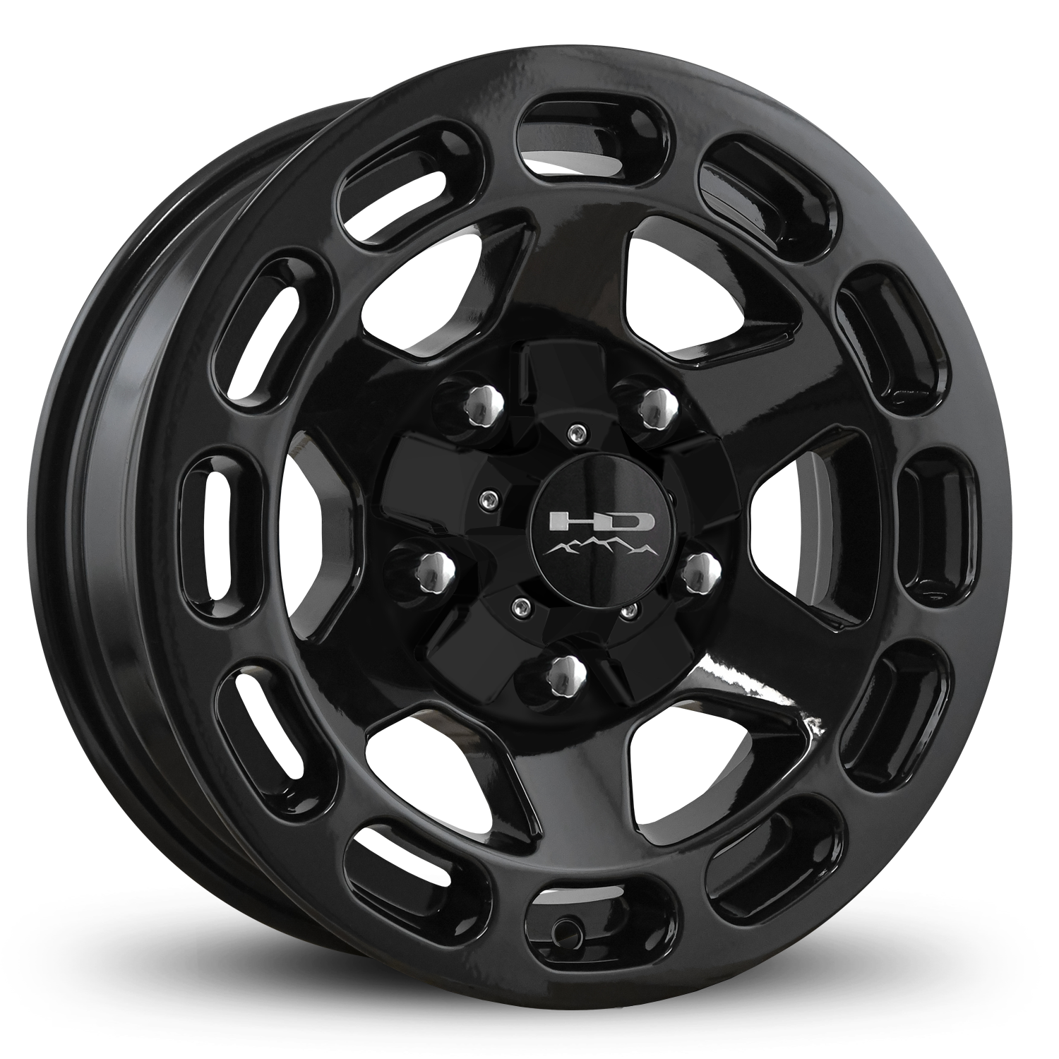 HD Off-Road Patriot Custom Trailer Wheels in 15x6.0 in 5 lug All Gloss Black for Unility, Boat, Car, Construction, Horse, & RV