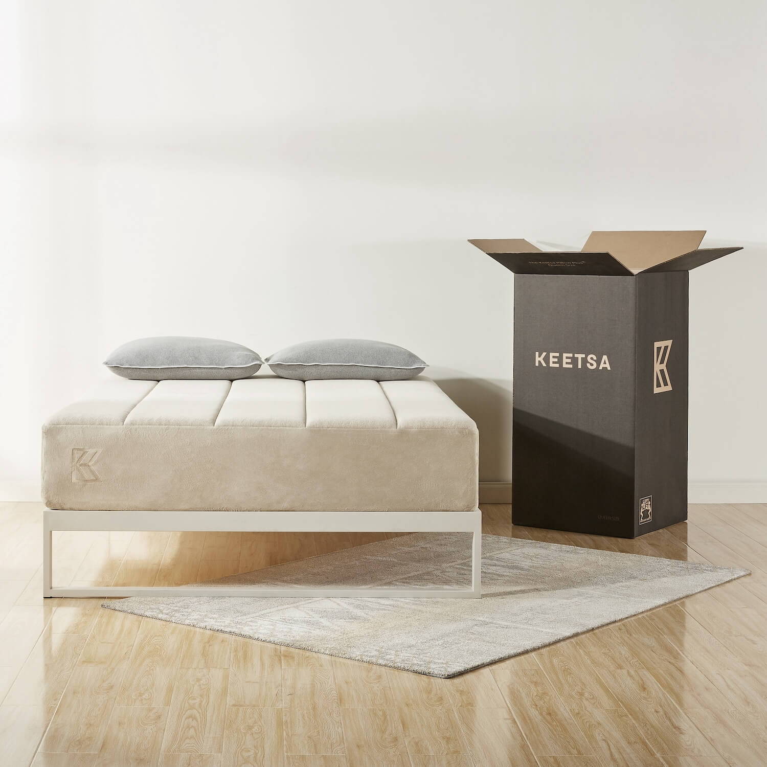 The Keetsa Plus Mattress in bedroom.