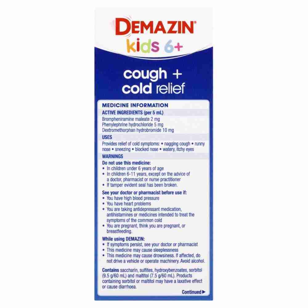 Demazin Kids 6+ Cough & Cold Relief Syrup 200Ml - Image 4