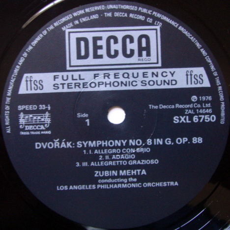 DECCA SXL-NB-ED4 / MEHTA, - Dvorak Symphony No.8, MINT!