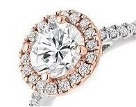 Diamond halo with contrasting shoulder setting bespoke diamond engagement rings - Pobjoy Diamonds