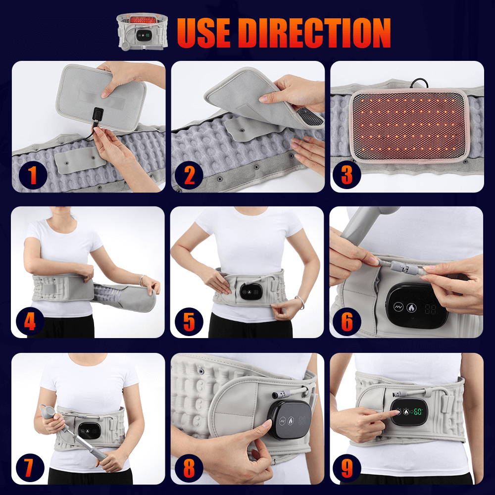 Cordless Heating Decompression Back Belt for Lower Back Pain Relief