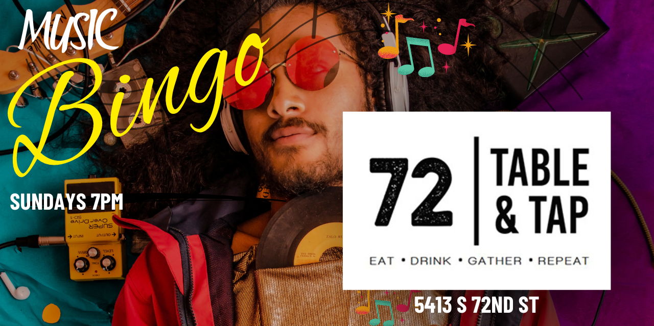 Music Bingo at 72 Table & Tap promotional image