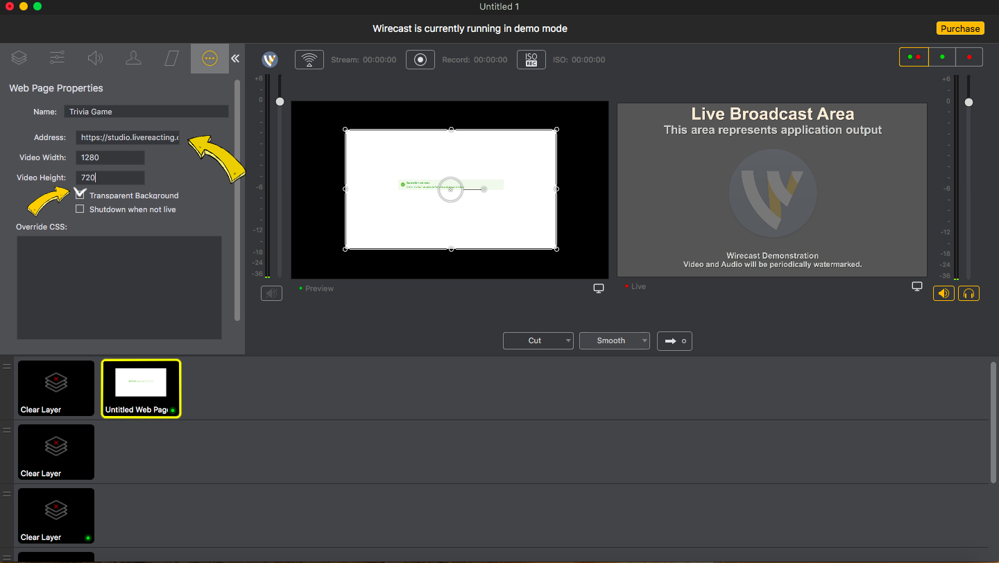 Wirecast Studio paste Trivia game plugin url