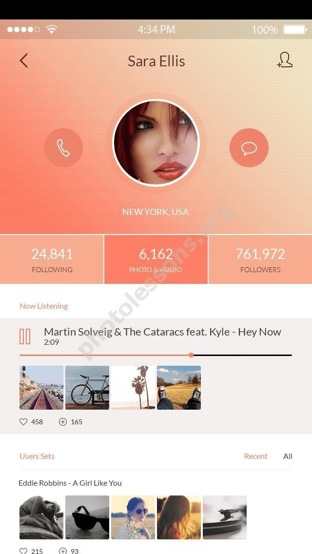 Профиль пользователя в iOS 7 - Фотошоп исходник