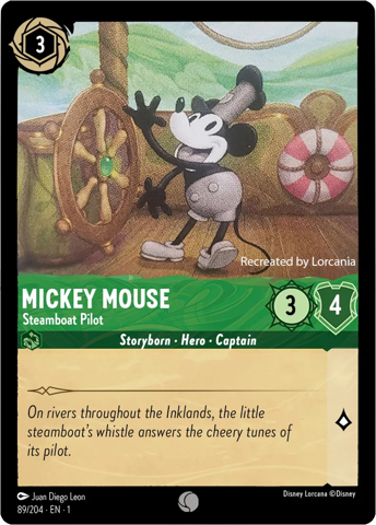 Mickey Mouse Steamboat card from Disney's Lorcana: The First Chapter.