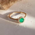 halo emerald rings with diamonds yellow gold