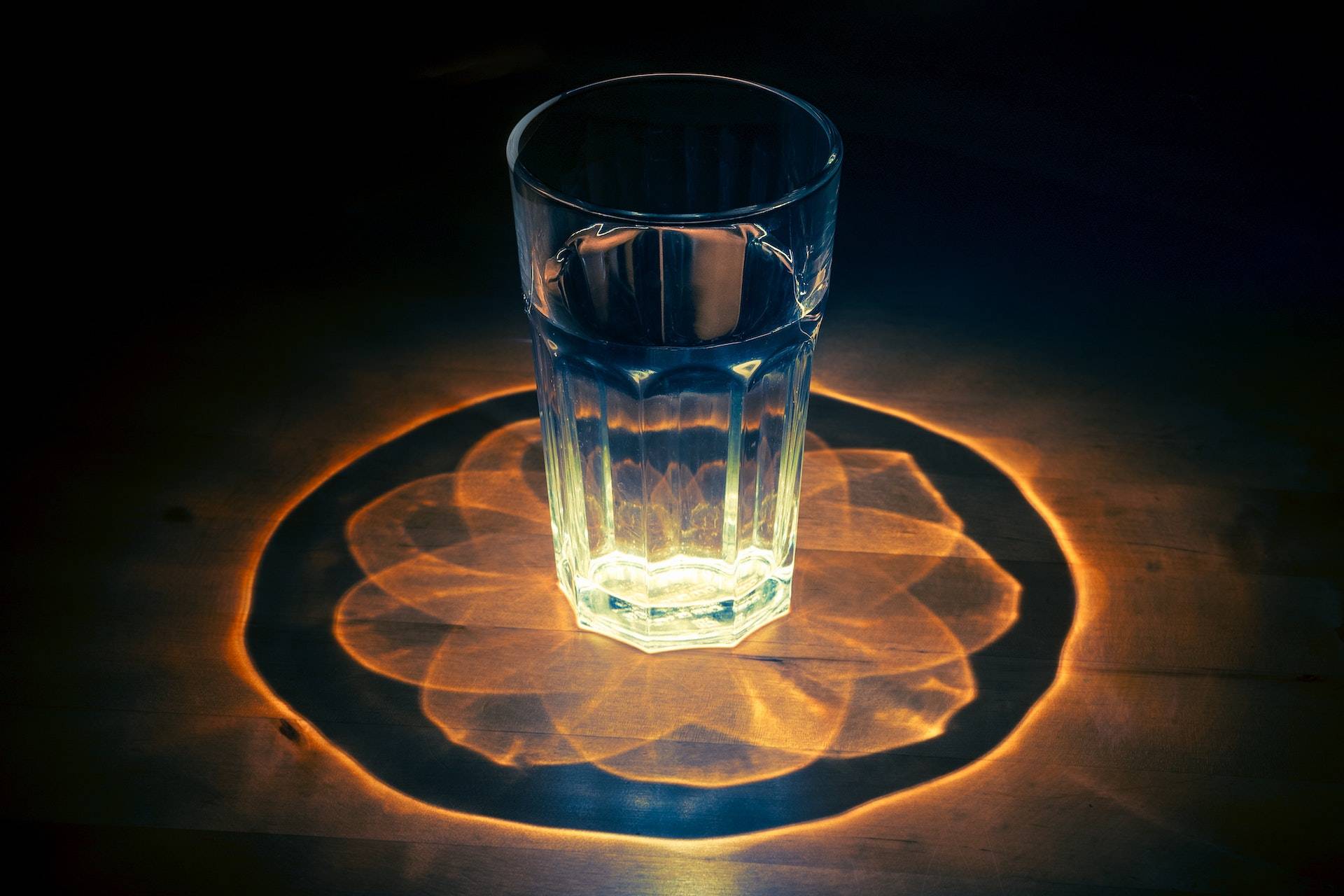 Fancy glass of water with a beautiful light effect