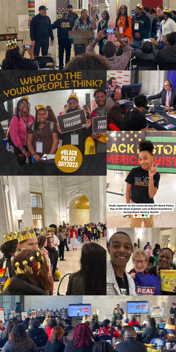 Scenes from Black Policy Day at the Capitol, Feb. 15, 2023. Images from Twitter and Instagram