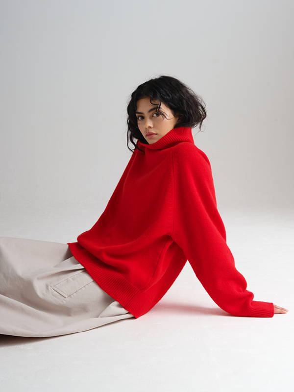 Model wears Plain Felted Jumper