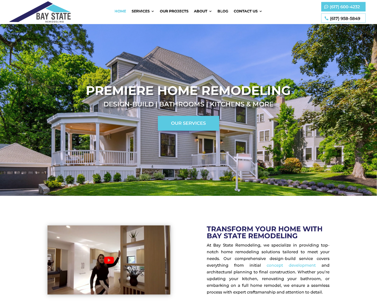 Screenshot of Bay State Remodeling , from the remodeling websites collection.