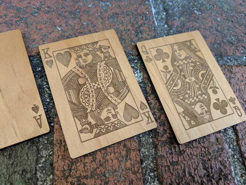 Laser Engraved Wooden Playing Cards 001