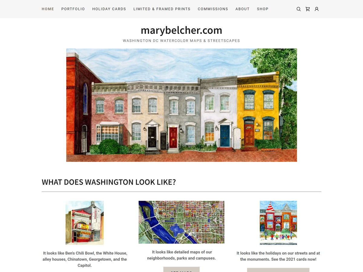 Screenshot of Mary Belcher, from the art portfolios collection.