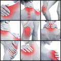 collage of picture of different pain points on the human body that the meteor can help with. 