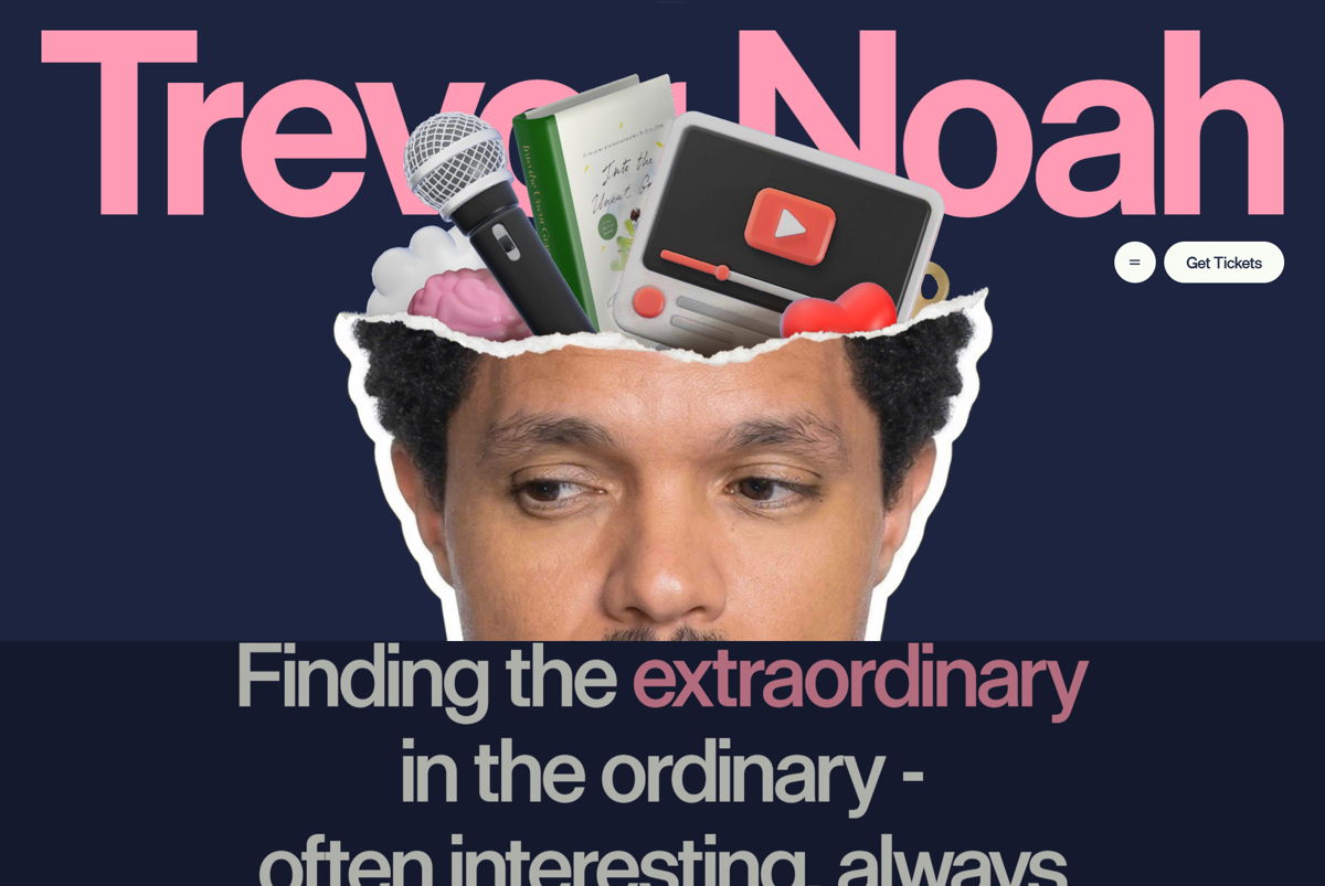 Screenshot of Trevor Noah, from the cool websites collection.